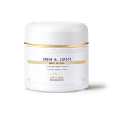 White jar of Crème V. Espoir with gold accents on a white background